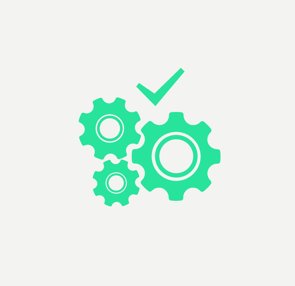 Icône représentant des rouages pour évoquer une production maîtrisée